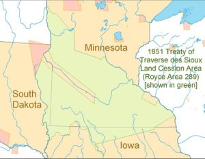 Map of Treaty of Traverse des Sioux