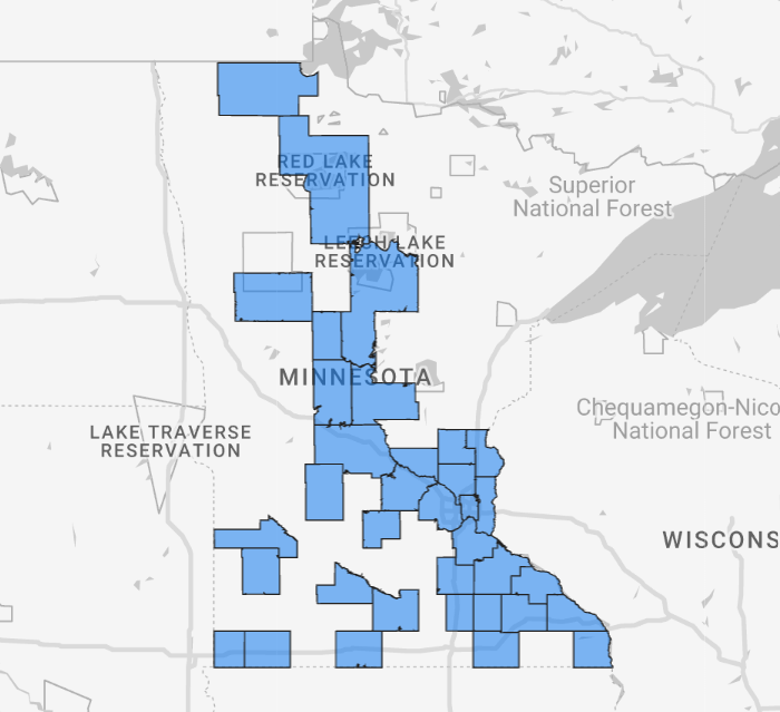 Figure 1. County Representation by Survey Participants in Minnesota